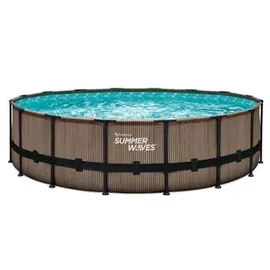 Summer Waves Elite Frame Pool 488 x 122 cm Teak-Optik braun