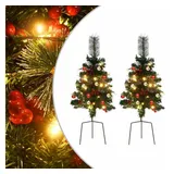 vidaXL Künstlicher Weihnachtsbaum mit Beleuchtung 2 Stk. Outdoor 76 cm