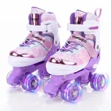 Rollschuhe Kinder Skates Vestellbar mit beleuchteten Rädern Rollschuhe, dreifacher Schutz für Teenager Jungen Mädchen Anfänger, Größe M: 32–36 - 32-36