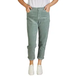 DENIMFY Cordhose Damen Mom Fit High Waist Gerades Bein Stretch DFLisa Hoher Bund Reißverschluss XL