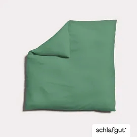 schlafgut Knitted Jersey Uni Grün 155 x 220 cm