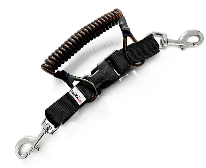 Divemarine Edelstahl Technisches Drahtspulen-lanyard Mit Doppeltem Drehbolzenhaken - Black - 76 mm