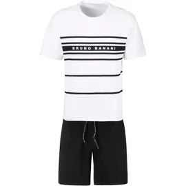 Bruno Banani Pyjama 1 Stück, 2 tlg. Schlafanzug mit Logodruck Gr. 44/46 (S), weiß-schwarz, , 91359900-44