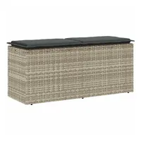 VidaXL Gartenbank mit Kissen Hellgrau 110x40x44 cm Poly Rattan