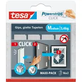 Tesa Powerstrips CLICK - Klett-Klebepads zum An- und Abklicken von Bilderrahmen und Wanddekorationen ohne Bohren - selbstklebende Klettband-Strips mit ON und OFF Click-System - Medium - 16 x 2 Stück
