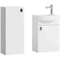Planetmöbel Waschtischunterschrank 40 cm mit Midischrank 32 cm weiß