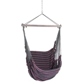 Chico Hängesessel 190 x 95 cm Baumwollgewebe grau-rosa (inkl. Drehwirbel, Karabiner und Kette)