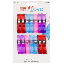 Prym Love Stoffklammern, bunt, Größe: 5,5 cm, Inhalt: 14 Stück