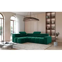 Fun Möbel Ecksofa Designersofa DARCY in Stoff Salvador Flaschengrün