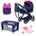 Bayer Design 17054AB Puppenwagen Xeo, Verstellbarer Griff, Schwenkschieber, wandelbar als Jogger, Schlafsack, Puppenbett, Zubehör, Blau, Einhorn