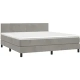 vidaXL Boxspringbett mit Matratze Hellgrau 180x200 cm Samt