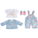 Baby Annabell® Baby Annabell Active Deluxe Jeans Outfit, blau rosa Latzhose mit Jeansjacke, weiße Bluse und Socken für 43 cm Puppen, 706268 Zapf Creation