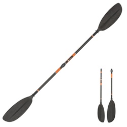 Kajakpaddel Carbon X500 zweiteilig zerlegbar und verstellbar 210–220 cm, orange|schwarz, EINHEITSGRÖSSE