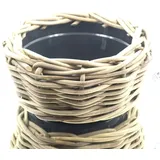 Van der Leeden DRYPOT® Rattan Pflanzschale Grau Ø 40 cm - Sylter Körbe