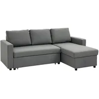 Homcom Eckcouch Polyester 3-Sitzer Hellgrau