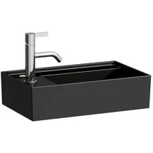 Laufen Kartell Handwaschbecken 8153350201111, 46x28cm, schwarz 1 Hahnloch, links, Saphirkeramik
