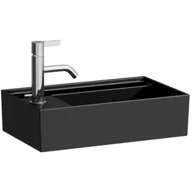 Laufen Kartell Handwaschbecken 8153350201111, 46x28cm, schwarz 1 Hahnloch, links, Saphirkeramik