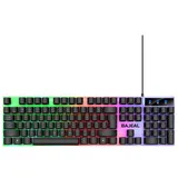 TAMEY Kabelgebundene Tastatur,PC-Tastatur,Beleuchtete Tastatur,104 Tasten Gaming-Tastatur (Bunte Hintergrundbeleuchtung,Gaming-Tastatur) schwarz