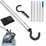 PASLFC Haken für Poolroboter mit Teleskopstange, Teleskopstange mit Haken Pool 185CM, Pool Haken für Stangen,Pool Reinigungszubehör Haken, Generisch Haken für Poolreiniger Roboter Zubehör (A)