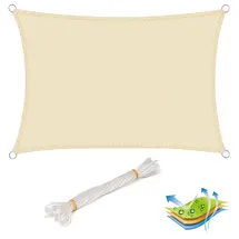 Woltu Sonnensegel Rechteck HDPE 300 x 500 cm Creme