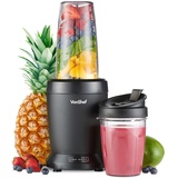 VonShef Mixer Smoothie Maker – Smoothie Maker für Obst, Gemüse und Crushed Ice, 1000 W/ 500 ml & 800 ml – Smoothie Maker To Go mit Mitnehmbarem Becher – Mini Mixer mit 1 Bedienknopf - Schwarz