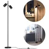 linovum TAVIRA Stehlampe schwarz 2-flammig schwenkbar mit Fußschalter für 2x GU10 Lampen, Menge:1 Stück