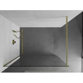 Mexen Kioto Duschwand Walk-In 100 x 200 cm rechts transparent 8 mm gebürstetes Gold 800-100-101-55-00