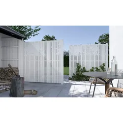 Zaun Tangent - in der Farbe Weiß - Holzzaun im Maß 180 x 180 cm - Zaunelement aus Kiefern-/Fichtenholz - Sichtschutz für Garten & Terrasse