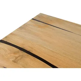 MASSIVMOEBEL24.DE Esstisch Mango 200x100x74 natur lackiert / Epoxid schwarz, Kreuzgestell rund anthrazit matt EPOXY