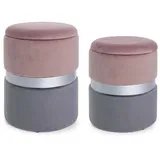 BIZZOTTO Hocker Polina 2er-Set zweifarbig, Rosa/Grau