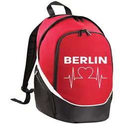 multifanshop Rucksack - Berlin rot - Herzschlag - Druck weiß - Tasche