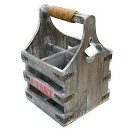 DanDiBo Ambiente DanDiBo Bierträger mit Flaschenöffner Flaschenträger 4 Takt 96034 Flaschenkorb aus Holz 4er Bier