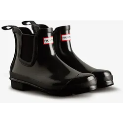 Gummistiefel HUNTER "ORIGINAL GLOSS CHELSEA BOOT", Gr. 37, schwarz, Synthetik, sportlich, Schuhe