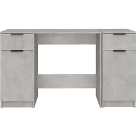 vidaXL Schreibtisch mit Beistellschrank Betongrau Holzwerkstoff
