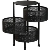 Trade Shop Traesio - Trade Shop - Mobiler Schrank, Schwarzer Metalltisch, 3 Fächer, Verstellbarer Stauraum, 30 X 60 Cm -