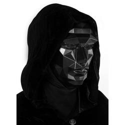 Maskworld Kostüm Korean Game Frontmann Maske mit Umhang, Einfaches Filmkostüm in Anlehnung an den Frontmann aus der berühmten schwarz
