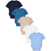 TupTam Kurzarmwickelbody TupTam Baby Jungen Kurzarm Wickelbody Baumwolle Body 5er Set beige|blau|bunt|grün 80