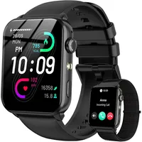 IOWODO Smartwatch Herren Damen mit Telefonfunktion, 1,91'' HD Fitnessuhr mit 2 Armbändern (Silikon & Nylon), Bluetooth 5.3 Smartwatch mit 100+ Sportmodi, Herzfrequenz/Schlaf/SpO2, Für Android iOS