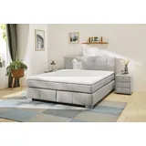 Jockenhöfer Boxspringbett 180x200 cm Doppelbett Schlafzimmerbett Bonellfederkern Hellgrau