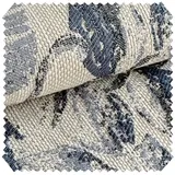 novely® Stoff exquisit FLORENZ Polsterstoff im Leinen-Look - Blumenmuster, Schwer Entzündbar, Robust, Abriebfest, Meterware, 1lfm blau