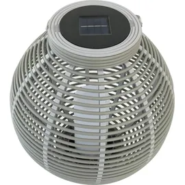 Expo Börse Garten Laterne Rattan-Optik 43,5 x Ø 38 cm Hellgrau Solarbetrieben Dekolicht