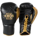 Kwon Boxhandschuhe Leder mit Schnürung schwarz/gold