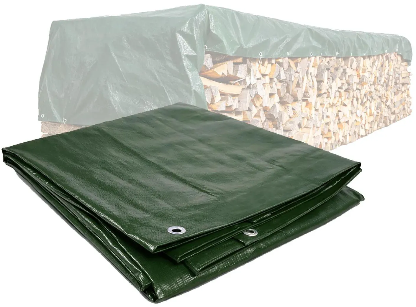 PolyTarp PE Holzabdeckplane Schutzplane 1,5 x 10m grün reißfest wasserdicht 210g/m2