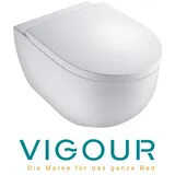 Vigour - derby Wand-WC rund spülrandlos mit verdeckter Befestigung und SoftClose WC-Sitz, weiß