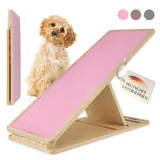 Ruby Hunderampe [höhenverstellbar] Hundetreppe aus massivem Holz – klappbar & rutschfest | Holzrampe Dog Stairs, kleine Hunde Haustiertreppe | 30-50cm (Rosa, M)