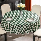 Chickwin Runde Tischdecke Abwaschbar Wachstuch, Checkerboard Plaid Wasserdicht ölbeständig Abwischbar PVC Kunststoff Garten Tischdecke Wasserdicht Fleckschutz Dekoration Tischdecke (220cm,Grün)