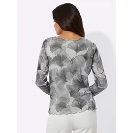 CREATION L Mesh-Shirt in hellgrau-bedruckt | Gr.: 36