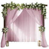 Refttenw Vorhang Vorhang für Party-Hintergrund,Querbehang,Gardinen,150*300cm,2 Stücke rosa