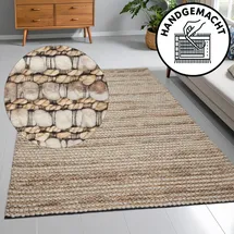OTTO home Wollteppich OTTO HOME "Leevy, Wolle und Jute, handgewebt, Handweb Teppiche" Gr. 6, beige (sand), B:200cm H:25mm L:300cm, Jute, Wolle, Teppiche, schöne Streifenoptik, Wohnzimmer, Schlafzimmer, Esszimmer
