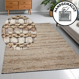 OTTO home Wollteppich OTTO HOME "Leevy, Wolle und Jute, handgewebt, Handweb Teppiche" Gr. 6, beige (sand), B:200cm H:25mm L:300cm, Jute, Wolle, Teppiche, schöne Streifenoptik, Wohnzimmer, Schlafzimmer, Esszimmer
